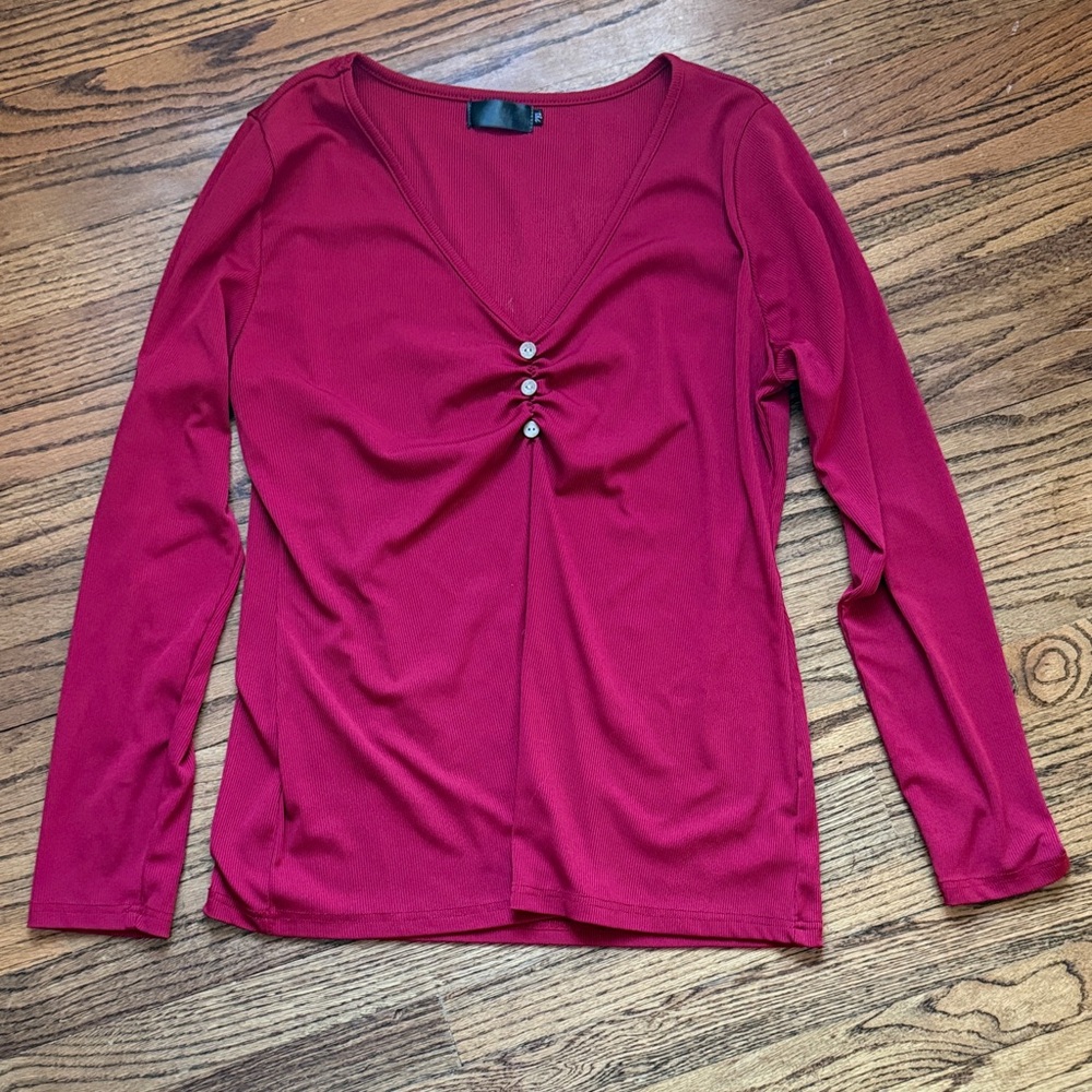 Spadehill Chic Burgundy Long Sleeve Top